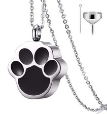 Pet Cat Dog Paw Print Cremation Jewelry for Ashes Wearable Urn Necklace Keeps...