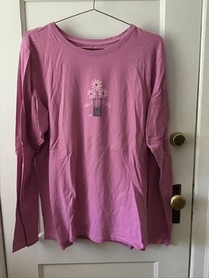 Life is Good women's classic fit ''half full'' long sleeve XL NWT pink wild flower