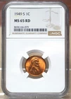1949-S LINCOLN CENT NGC MS65RD 166079
