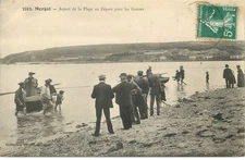 FINISTERE  MORGAT  aspect de la plage au départ pour les grottes