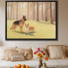 Watercolor Painting Dog Canvas German Shepherd Corgi Wall Art Dog Lovers Decor