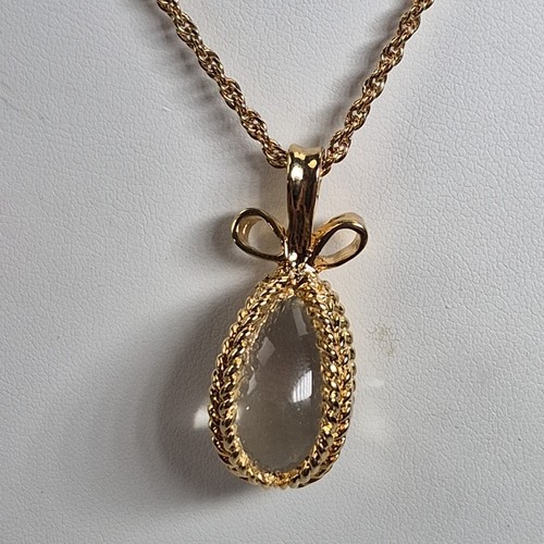 Joan Rivers Gold Toned & Clear Glass Pendant Necklace 26" #694