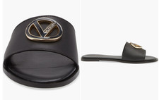 Women's Designer Valentino by Mario Valentino Black Bugola Slide Sandal size 8