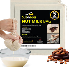 Nut Milk Bag - 2 Bags 12 X 12 Inch 100 Unbleached Cotton Cheese Cloth Bag for