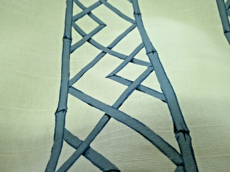 Kravat Fabrics Sarah Richardson "Latticely" Ultramarine Linen 4+ Yds Bamboo Look - Image 4 of 4