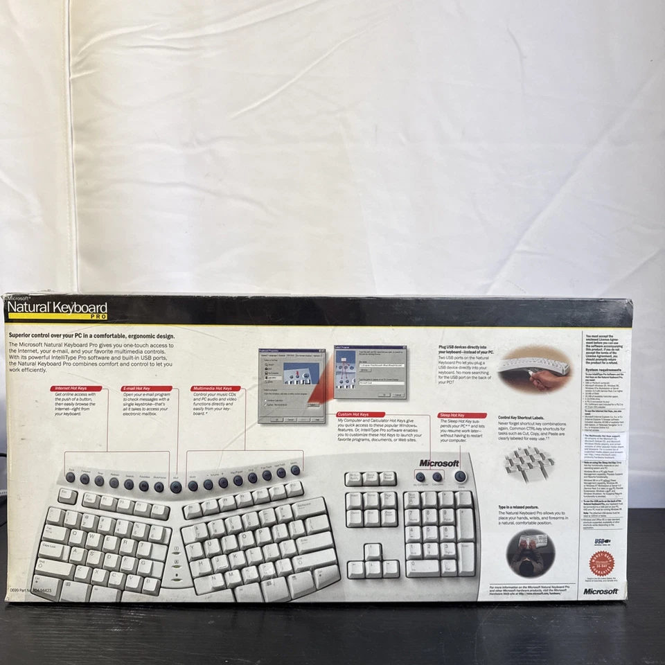 Microsoft Natural Keyboard Pro Wired Ergonomic Design With 19 Hot Keys & Two USB - Image 4 of 4