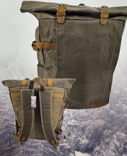 Ruck  River Waxed Canvas Backpack Leather Straps Army Green 20L New