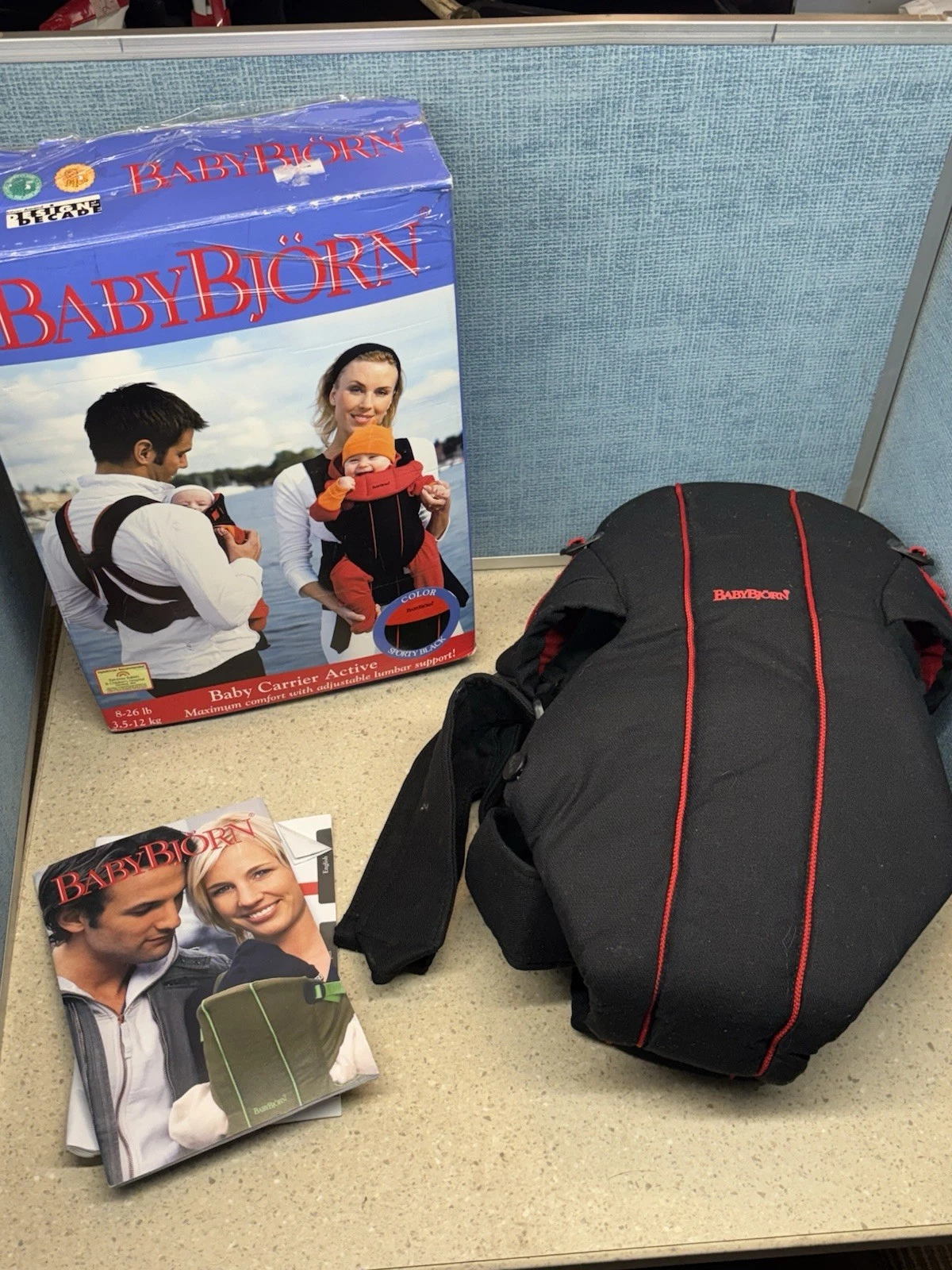 Baby Bjorn Baby Active Carrier Cotton Blend 8-26lb Baby 0+ Mo Black And Red