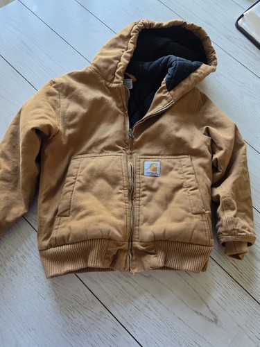 Toddler CARHARTT Brown Quilted Lined Hooded Jacket Coat Size 4T