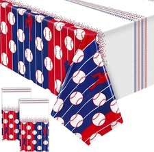 Durony 2 Pieces Baseball Tablecloth Plastic Baseball Table Cover Baseballs Theme