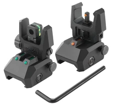 Front Rear Iron Sights Gun Rifle Firearm Weapon Shooting Polymer Fiber Flip Up