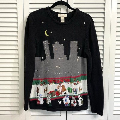 Vintage Bechamel Women's Ugly Christmas Sweater Holiday Embroidered Sequins Sz M