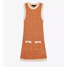 Zara Orange Mini Dress Knitted W/pockets Beige Accent  Inspired Size L