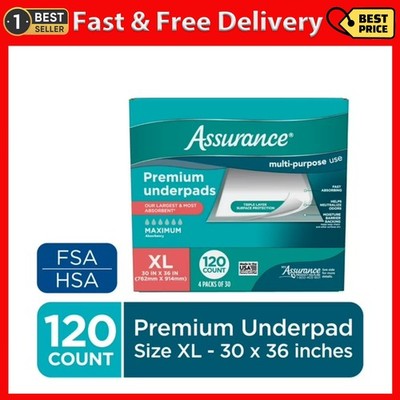 Assurance Unisex Premium Underpad, Maximum Absorbency, Extra Large 30'' X 36''