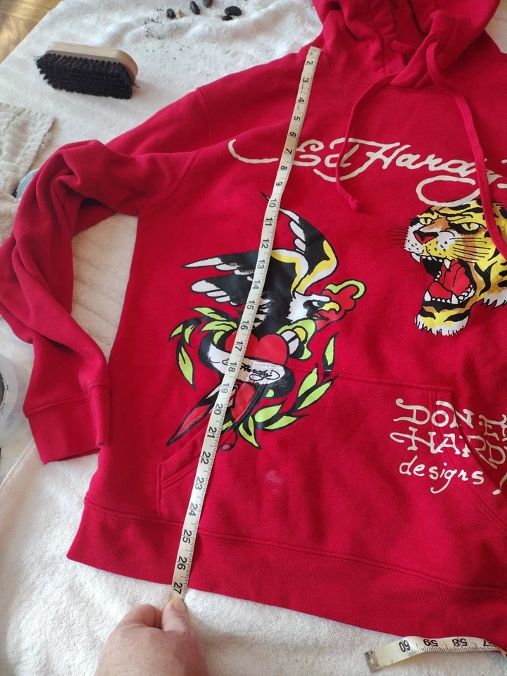 Sudadera con capucha Ed Hardy gráfica roja para hombre L Foto 4 de 4