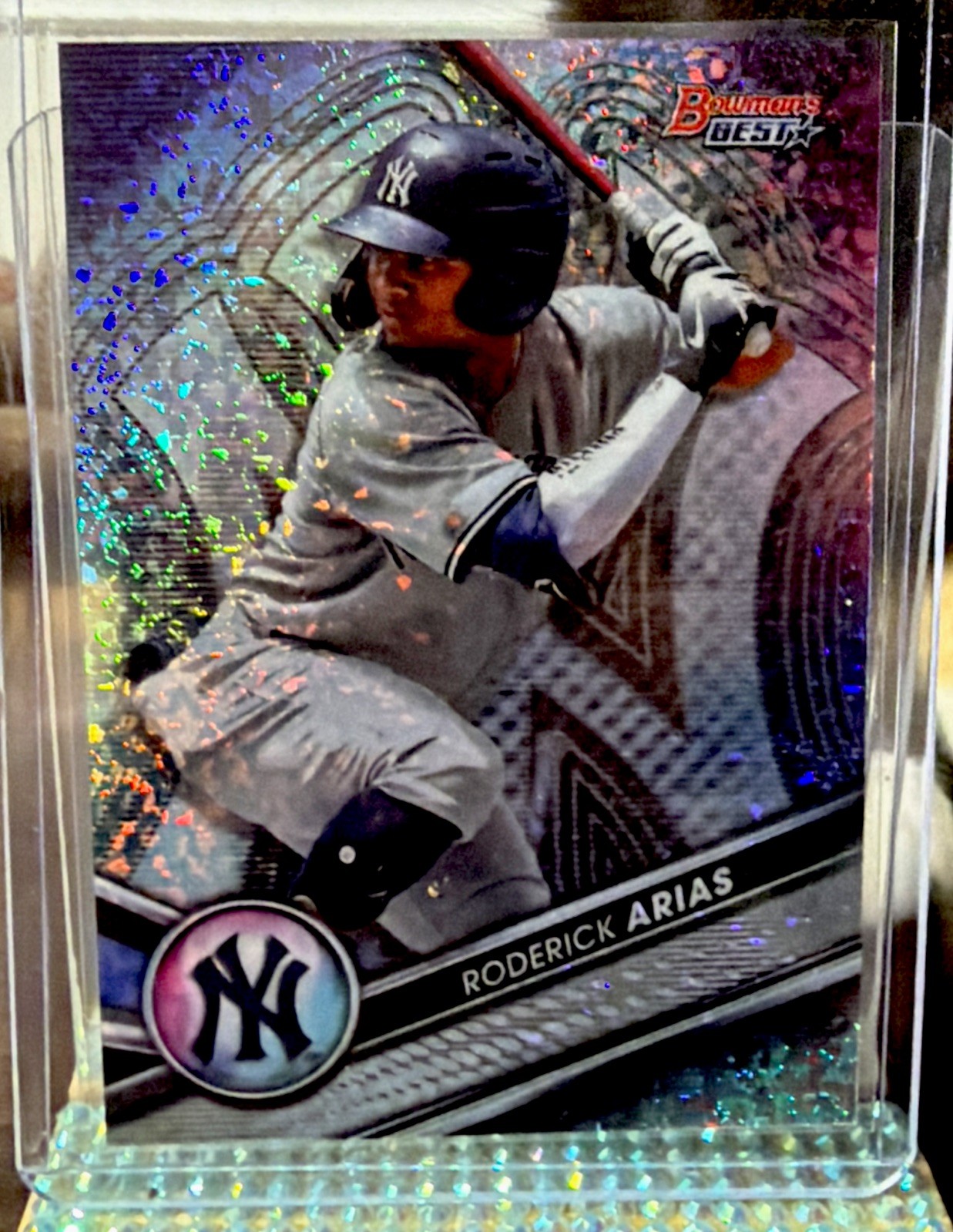 2022 Bowmans Best Prospects Mini Diamond Speckle Roderick Arias #'d/299 Yankees