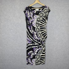Emilio Pucci Dress Womens Size 10 AU Black Purple Bodycon Stretch Cocktail