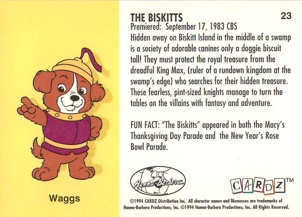 THE BISKITTS 1994 Cardz Hanna-Barbera Trading Card #23 WAGGS