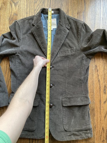 Blazer sportivo J Crew vintage in corda uomo giacca velluto a coste marrone medio toppa gomito - Foto 6 di 14