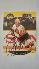 JYRKI LUMME 1990/91 PRO SET AUTOGRAPH ROOKIE CARD #300 NMT VANCOUVER CANUCKS 