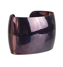 Esther Structural Wide Shiny Dark Copper Cuff Bracelet Bangle Statement