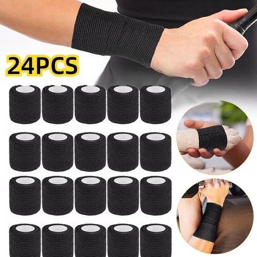 24 Rolls Tattoo Grip Wrap, Self Adhesive Cohesive Bandage Elastic Sports Tape - product listing photo