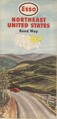 1949 ESSO Road Map NORTHEAST UNITED STATES New York Michigan Massachusetts Ohio