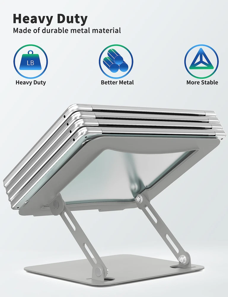 Laptop Stand for Desk Adjustable Laptop Riser Ergonomic Design Light Grey