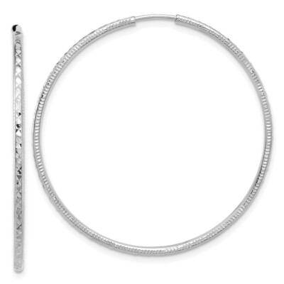 14 Karat Weißgold Diamantschliff 1,50 mm Endlos Creolen 1,53 g für Mama