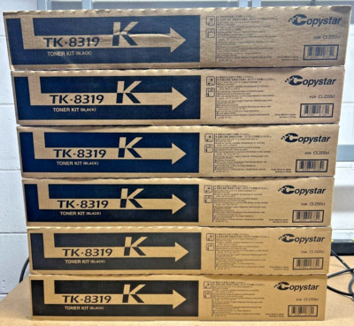 Set of 6 Genuine Copystar TK8319K / TK-8319K Black Toners for Copystar CS-2550CI