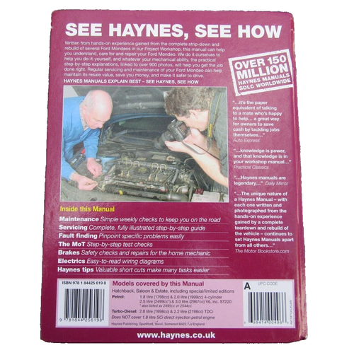 Haynes Manual Ford Mondeo July 2003 to 2007 (03 to 56 reg) Petrol & Diesel - Picture 4 of 6