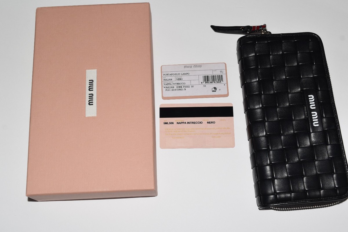 ★jureru　miumiu PORTAFOGLIO LAMPO Miu Miu Black Portafoglio Lampo Napa Intreccio Wallet | eBay