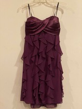 Xscape by Joanna Chen 100% Polyester Layered Purple Chiffon Sleeveless Dress -10