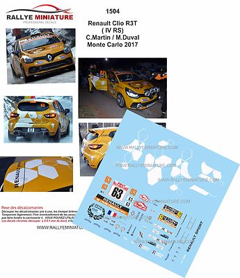 Décalcomanies 1/32 Renault Clio Panzani Rallye Monte-Carlo 2017 - RALLYE MINIATURE