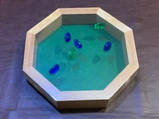 10 in Wooden Octagonal Dice Tray Felt Lined Padded Bottom RPG Tabletop Gaming