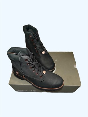 Timberland Lyonsdale Women's Black Rose Gold Chain Leather Boots