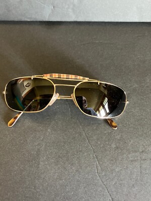 Burberry Plaid Aviator Sunglasses B 3056 BURBERRY 100313 57-13 135 3P Plaid Dark Chrome/Brown  main image 3
