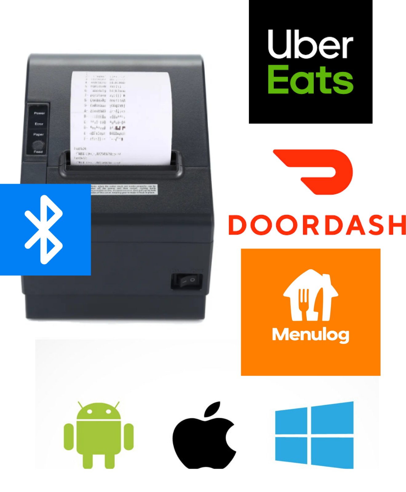 DailyPOS 80mm Bluetooth Thermal Receipt Printer for Uber Eats Doordash