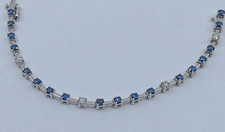 Diamond Bracelet 4.5 Carats Tennis Line Blue White Gold 7 inches BA221