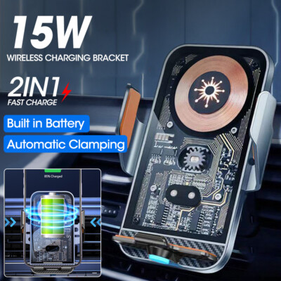 15W Car Wireless Air Vent Holder Charger Phone Fast Charging Automatic Clamping