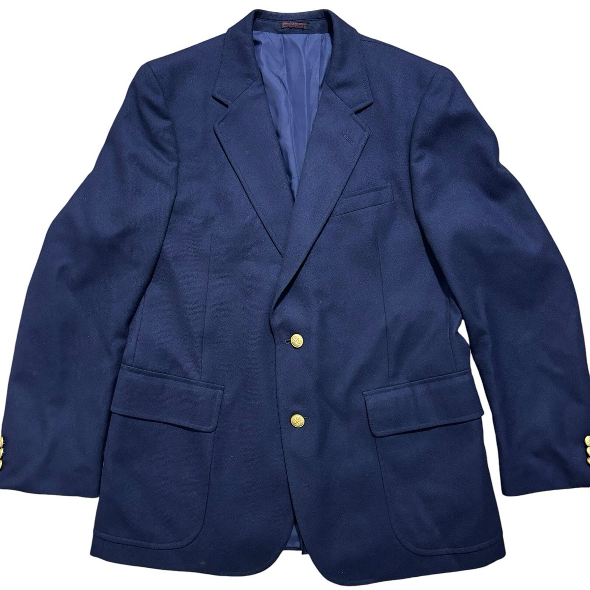 English Manor Men's 41 R Jacket Blazer 100% Wool Gold Buttons Navy