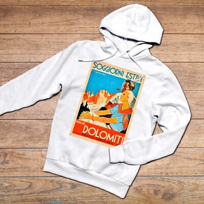 FELPA HOODIE VINTAGE DOLOMITI SOGGIORNI ESTIVI ESTATE MONTI SOLE