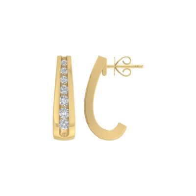 14k Yellow Gold Round Natural Diamond Fashion Hoop Earrings Gift For Women