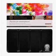 Vibrant Palette: 48 Professional Half Pan Watercolor Set wi