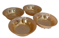 Fire King Peach Lusterware  Oven Ware Laurel Leaf Dessert Bowl 5 in dia Lot of 4