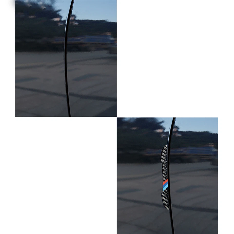 Calcomanía adhesiva de protectores de bordes de puertas laterales estilo fibra de carbono M Sport para automóvil europeo Foto 2 de 4