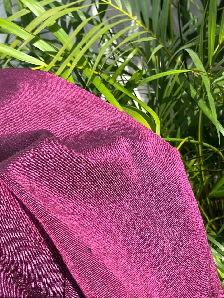 Purple Silk Moire Fabric, Silk Shantung Watermark Fabric By 2 Meters. - image 3 of 4