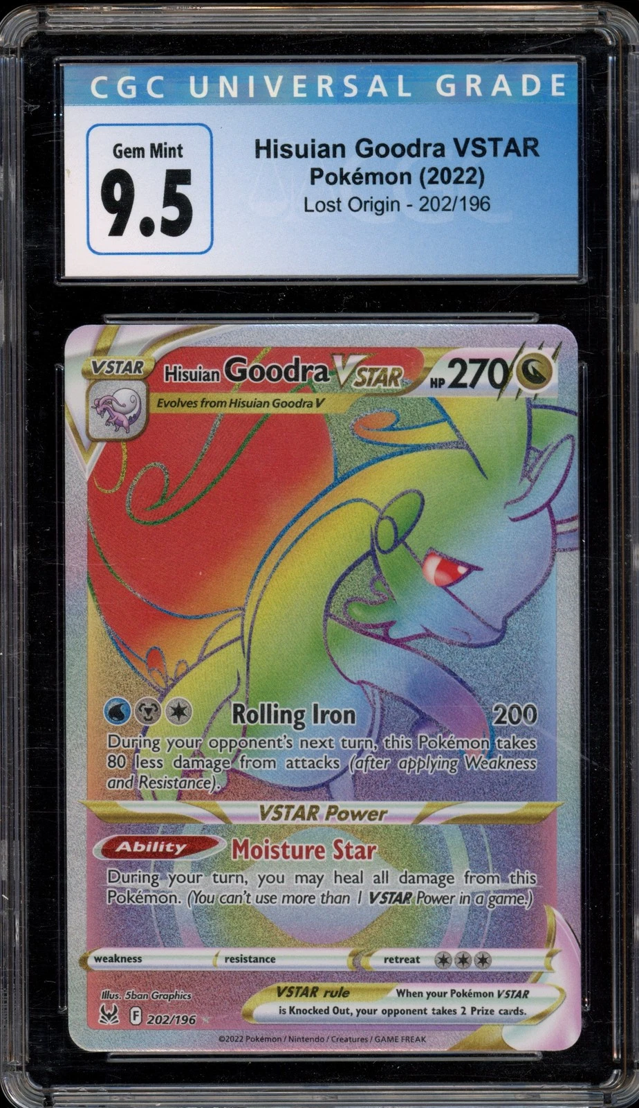 Pokemon Hisuian Goodra VSTAR Lost Origin Secret Rare #202 CGC 9.5