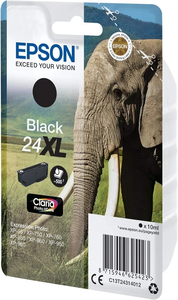 Epson 24XL Black Elephant High Yield Genuine, Claria Photo HD Ink Cartridge, XL  - Image 4 of 4