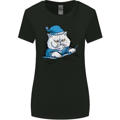 Eine Katze Im Bett Unter Der Decke Damen Weit Geschnittenes T-Shirt